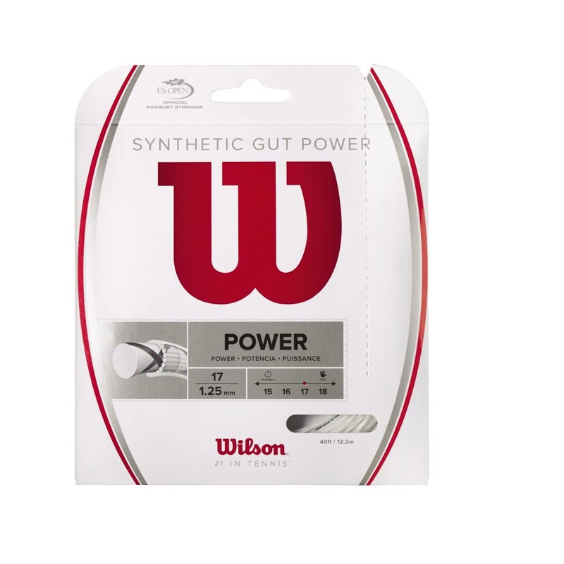 Wilson Synthetic Gut Power 17 Tennis String - Set, White